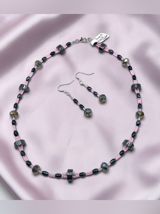 Handmade Jewelry - Hematite & Crystals Necklace Set